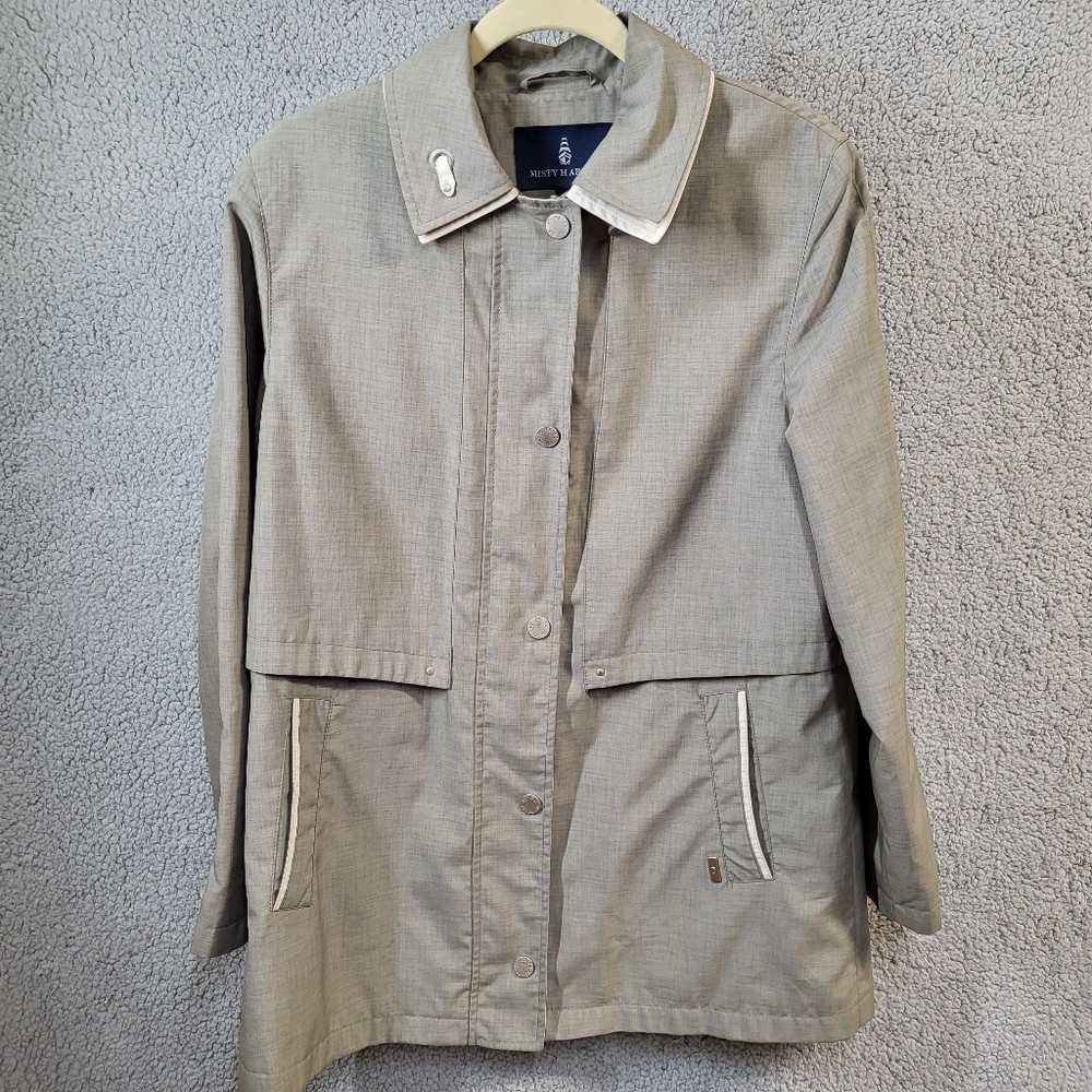 Misty Harbor Signature Womens Raincoat Taupe 10 Spring Lined Carcoat Pockets